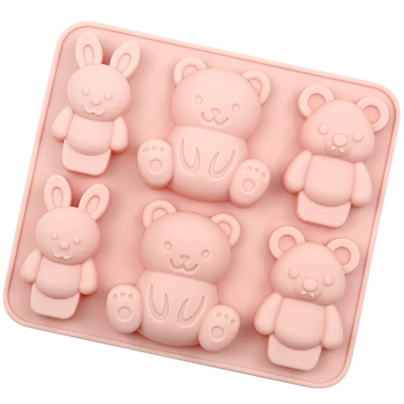 Saffron cute bunny bear Silicone Cake Molds silicon rabbit cake pan Homemade DIY muffin jello Baking Mold