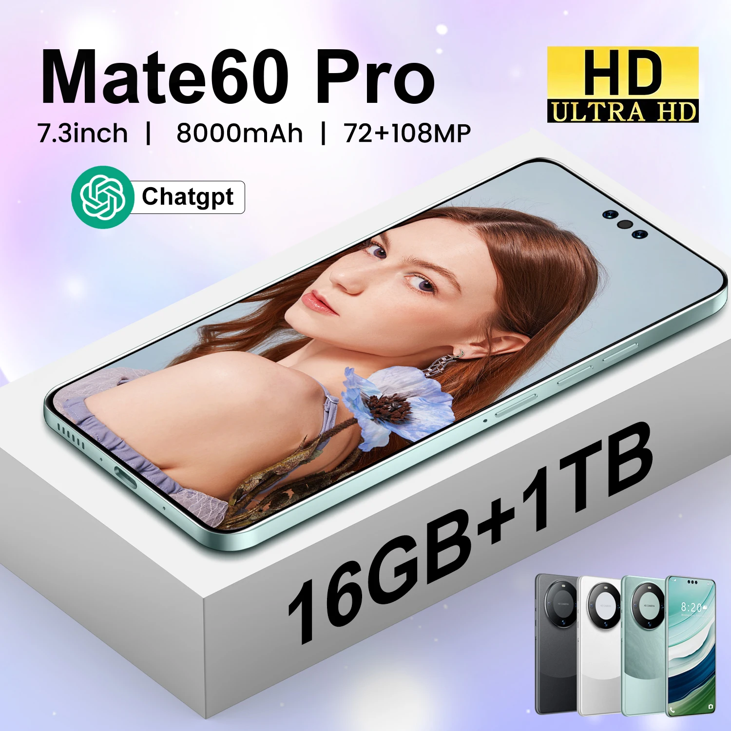 2023 Hot Selling Mate 60 Pro+ Mate 50 12gb+512gb 7.3 Inch Full Display Android 10.0 Mobile Cell Smart Phone