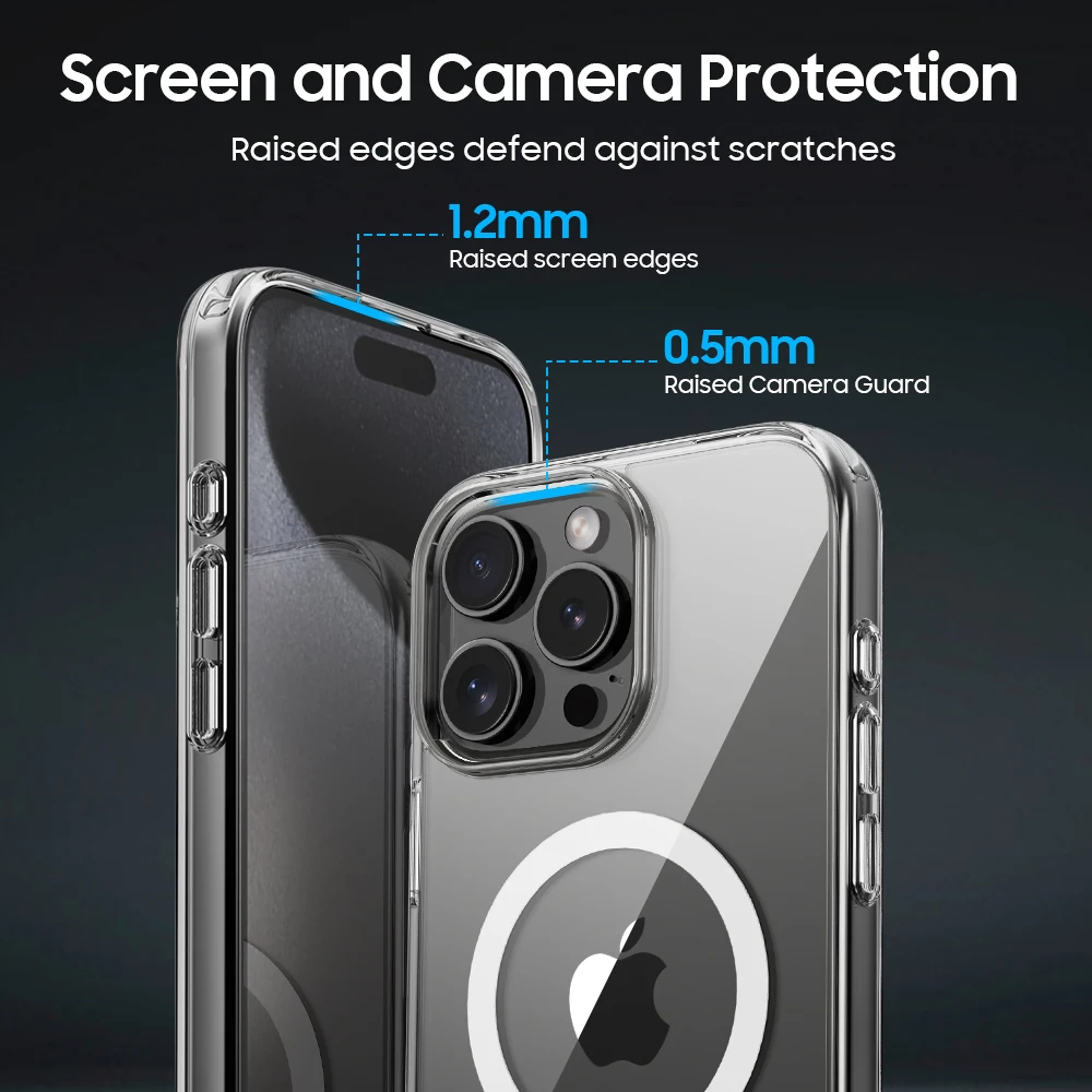 For iPhone 16 Pro Max Case 15 14 13 12 Plus Mini Cover Original Clear For Magnetic Wireless Charging Phone Case