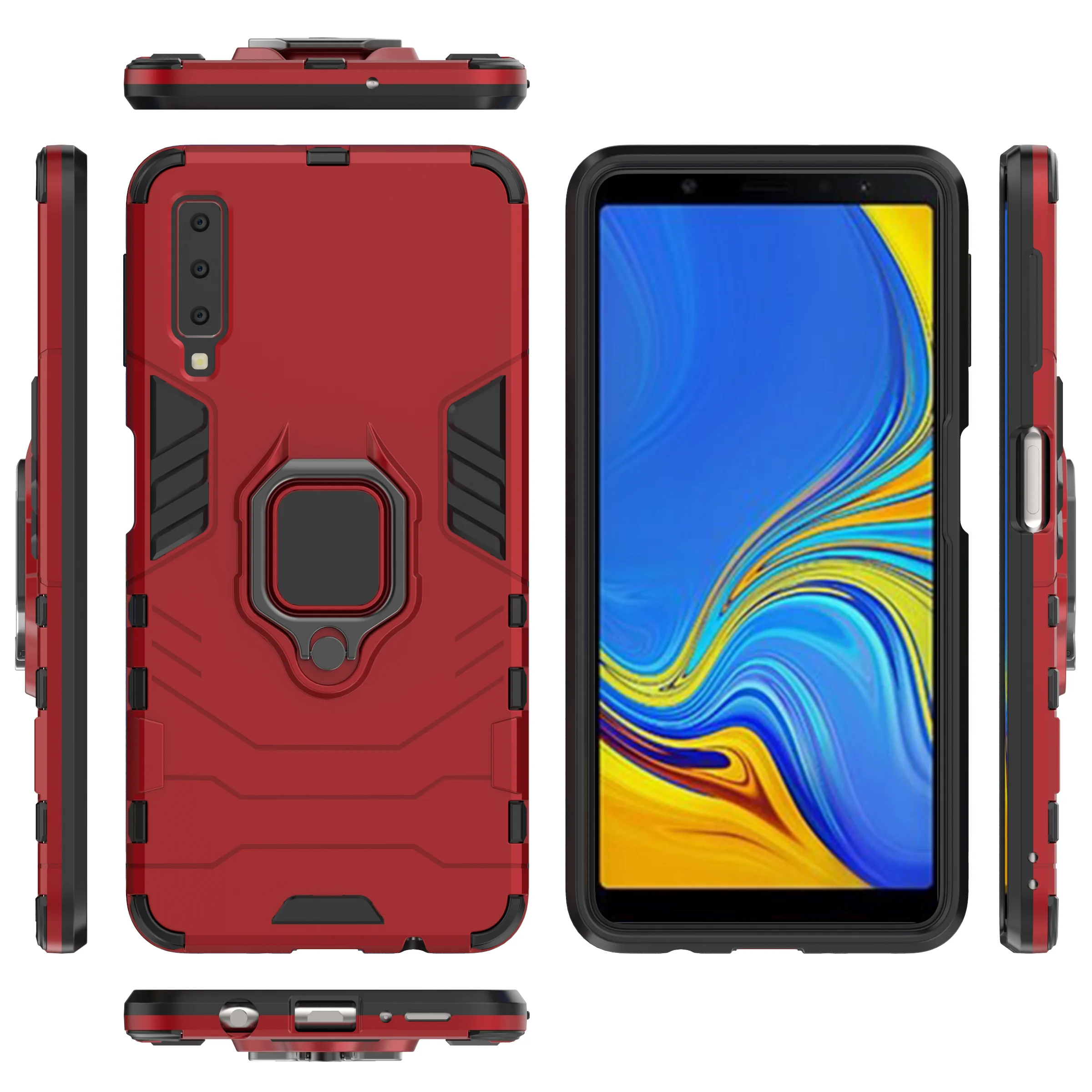Shock Resistant 360 Metal Kickstand Magnetic Hybrid Armor Ring Holder Smartphone Back Cover Case For Samsung A50 Magnet