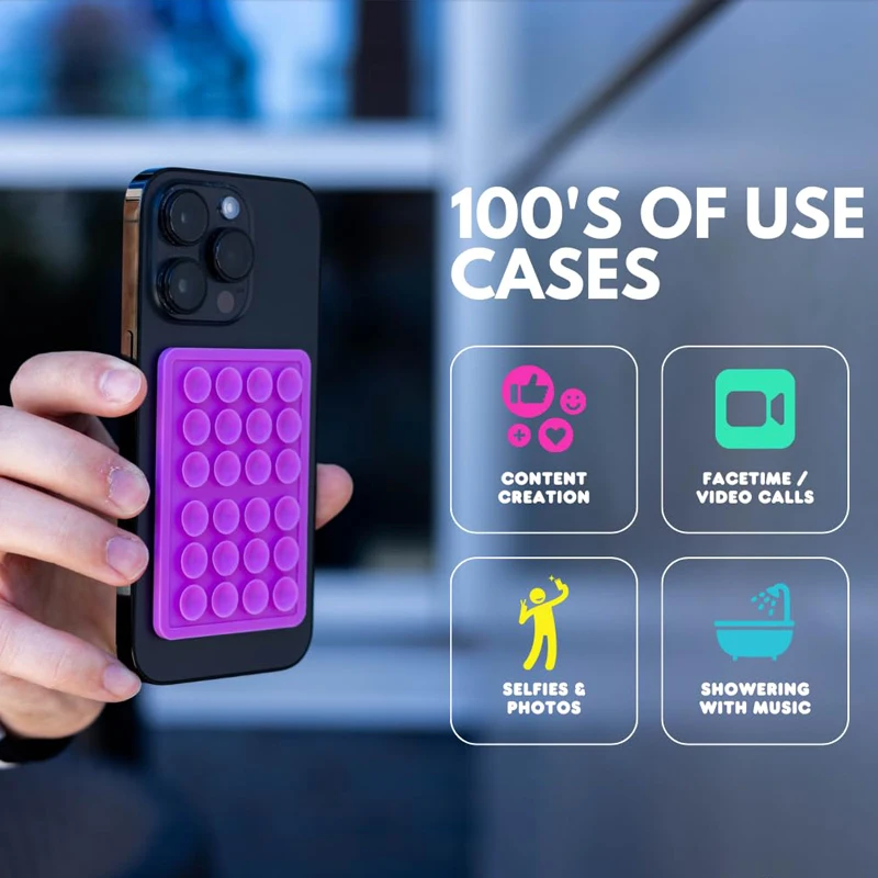 Reusable 24 Square Silicone Suction Cup Mobile Phone Tablet Suction Cup Videos Selfies Thickening Silicone suction phone holder