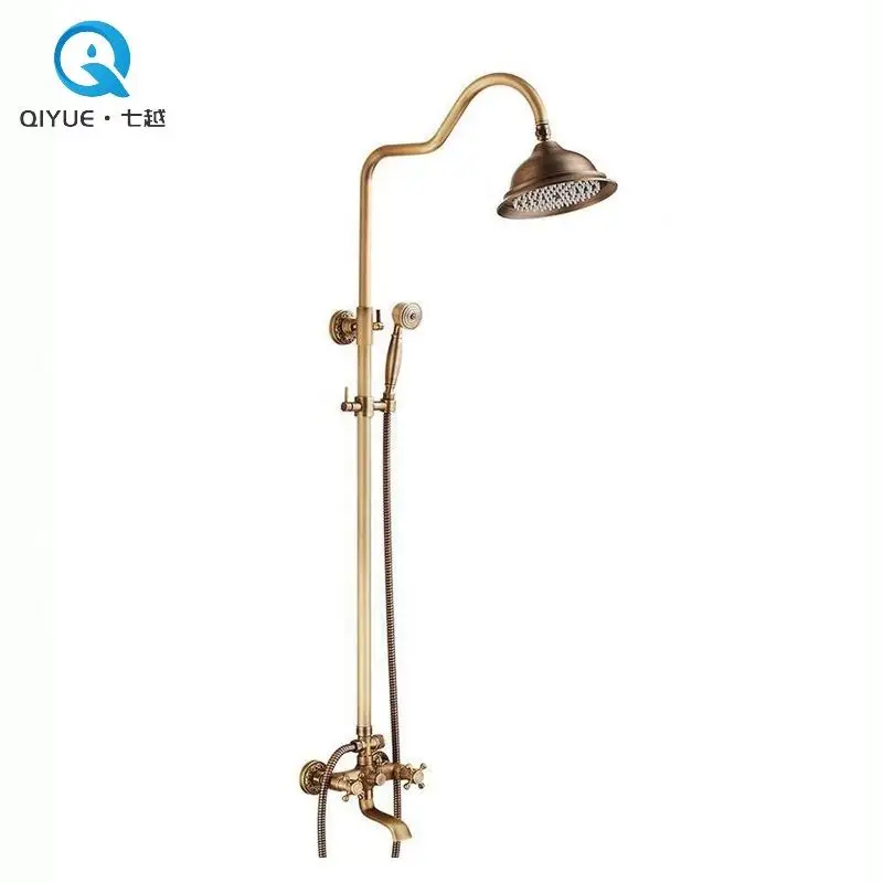 Современный настенный античный латунный двухрычажный смеситель для