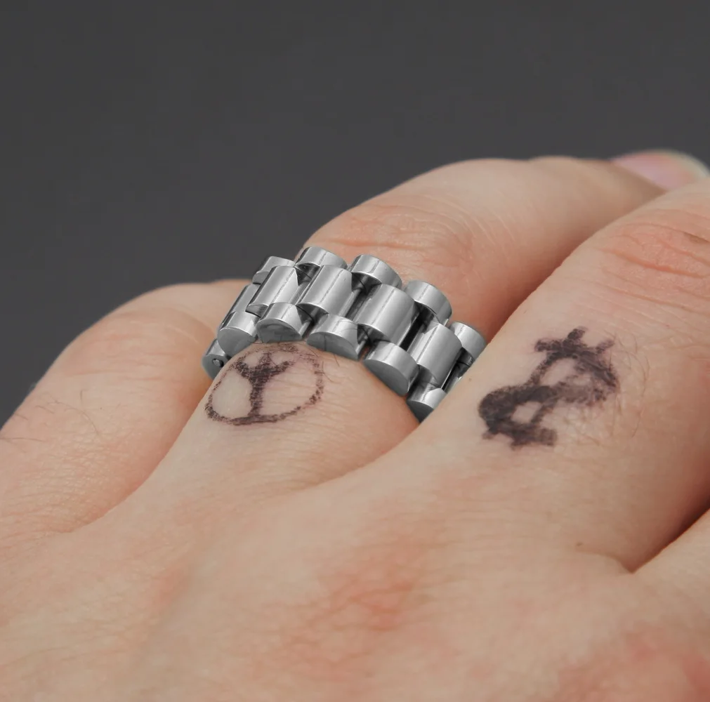 Watch chain design Foldable Adjustable gold color hip hop iced out ring men gold ring men 10 gram gold jewelry men ring