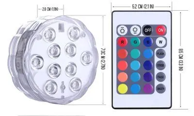 Погружной RGB светильник с дистанционным управлением 10 светодиодов питание от батарейки подводная уличная лампа для ВАЗ чаш украшение сада и