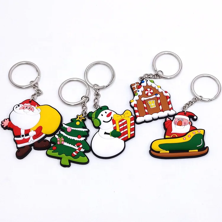 Christmas Snowman Keychains Custom 3D PVC Key Chains Christmas keychains