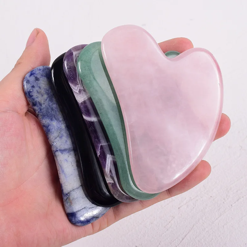 Jade Rose Quartz Guasha Massager Stone Scraping Massage Boards Guasha Jade  Face Massage