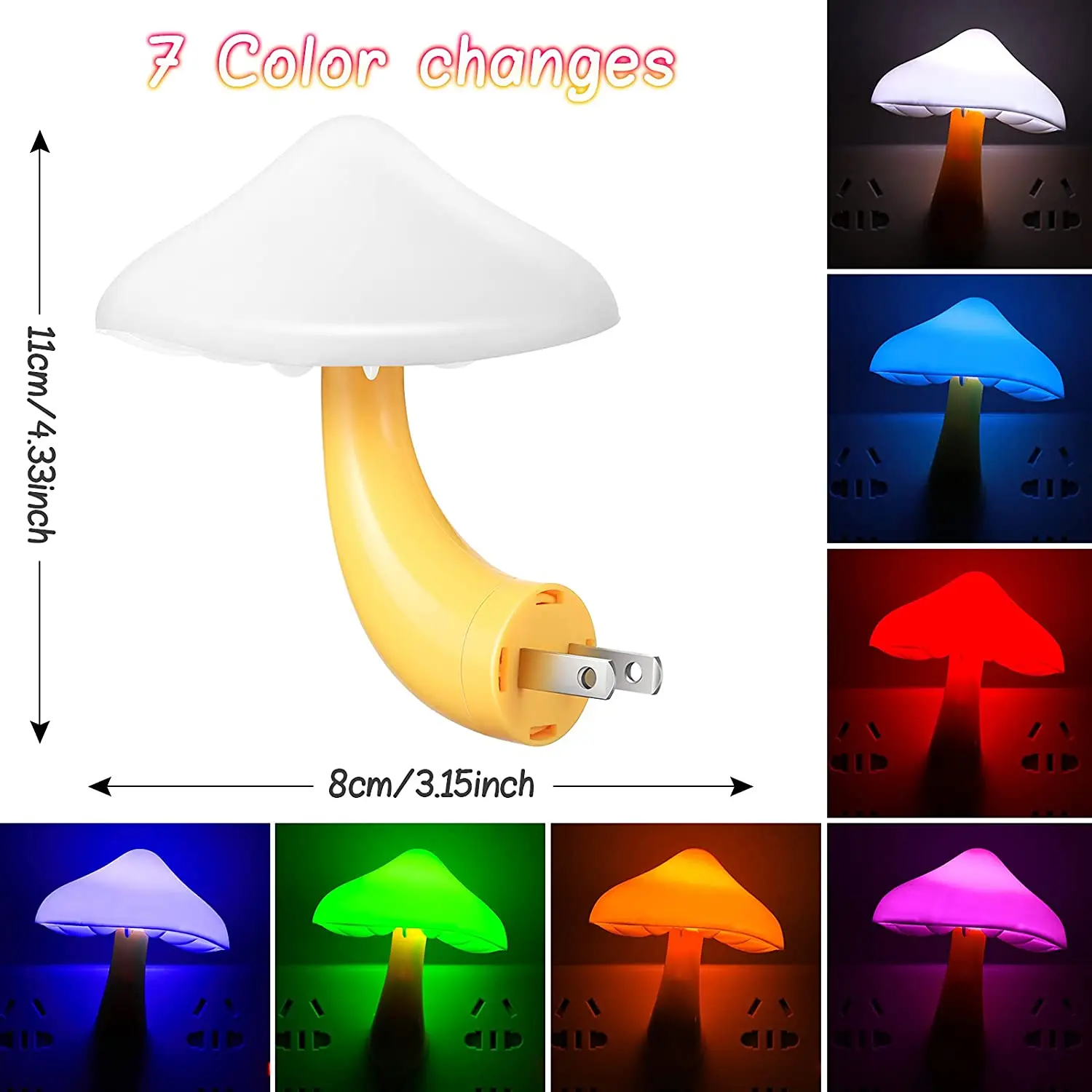 High Quality baby Sensor bedroom decor LED Colourful Plug in Mushroom Lamp kids Night Lights