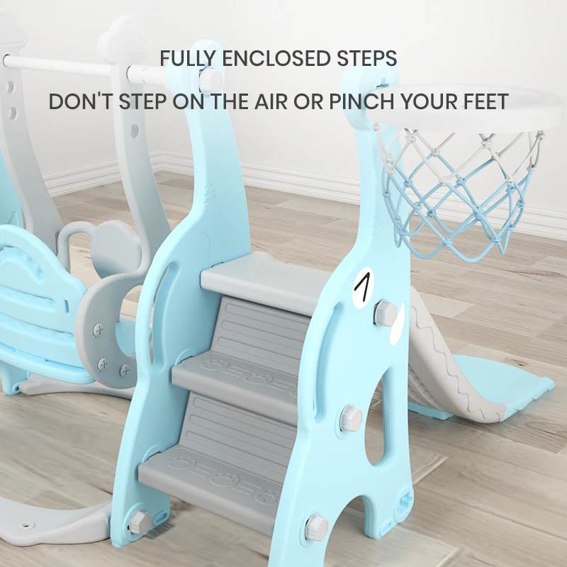 Preschool combination children kids baby indoor toy slide with swing Set kids plastic slide swing