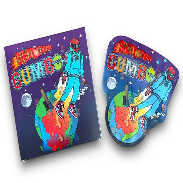 3.5g holographic Mylar Bags With Box Set For Bubblegum Grape Candy Packaging