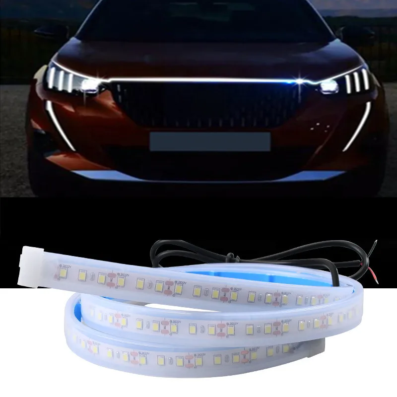 DIY Car Hood Flexible Led Strip Light 12V White Daytime Running Lights Decoration Backlight Long Auto Atmospere Lamp Universal