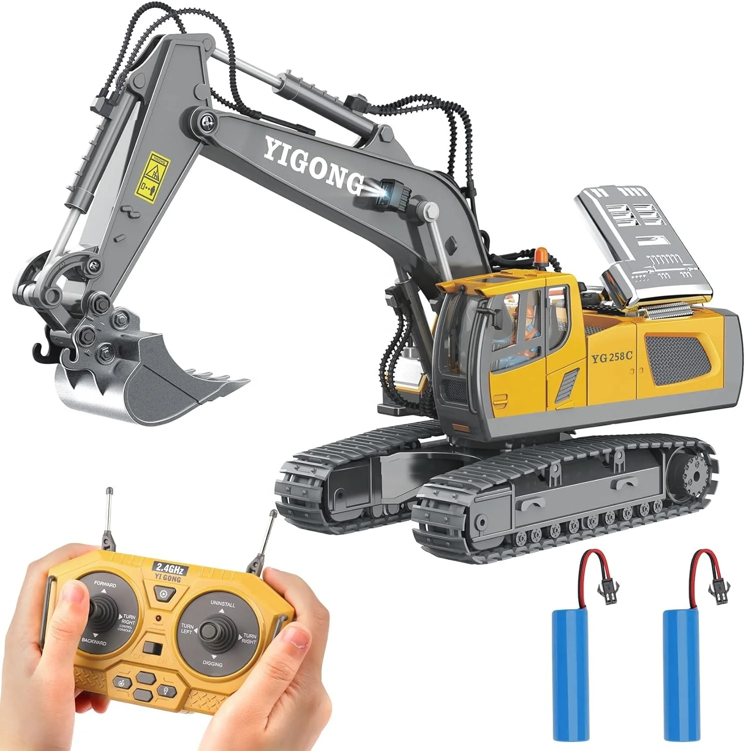 1:20 Alloy 2.4Ghz 11 Channels Rc Excavator Toy Remote Control Excavator Toys Digger Sets With Music and Sounds RC Construction