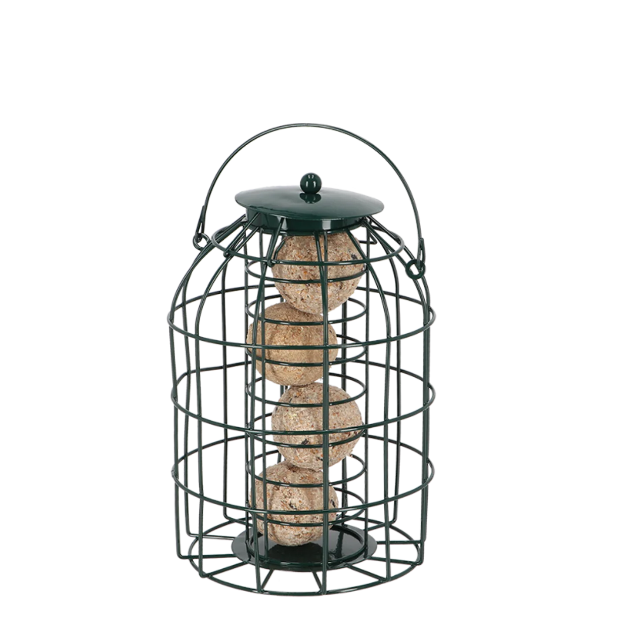 Esschert Design Outdoor Hanging dark green mild steel Squirrel proof Bird Feeder, Squirrel proof suet ball dispenser