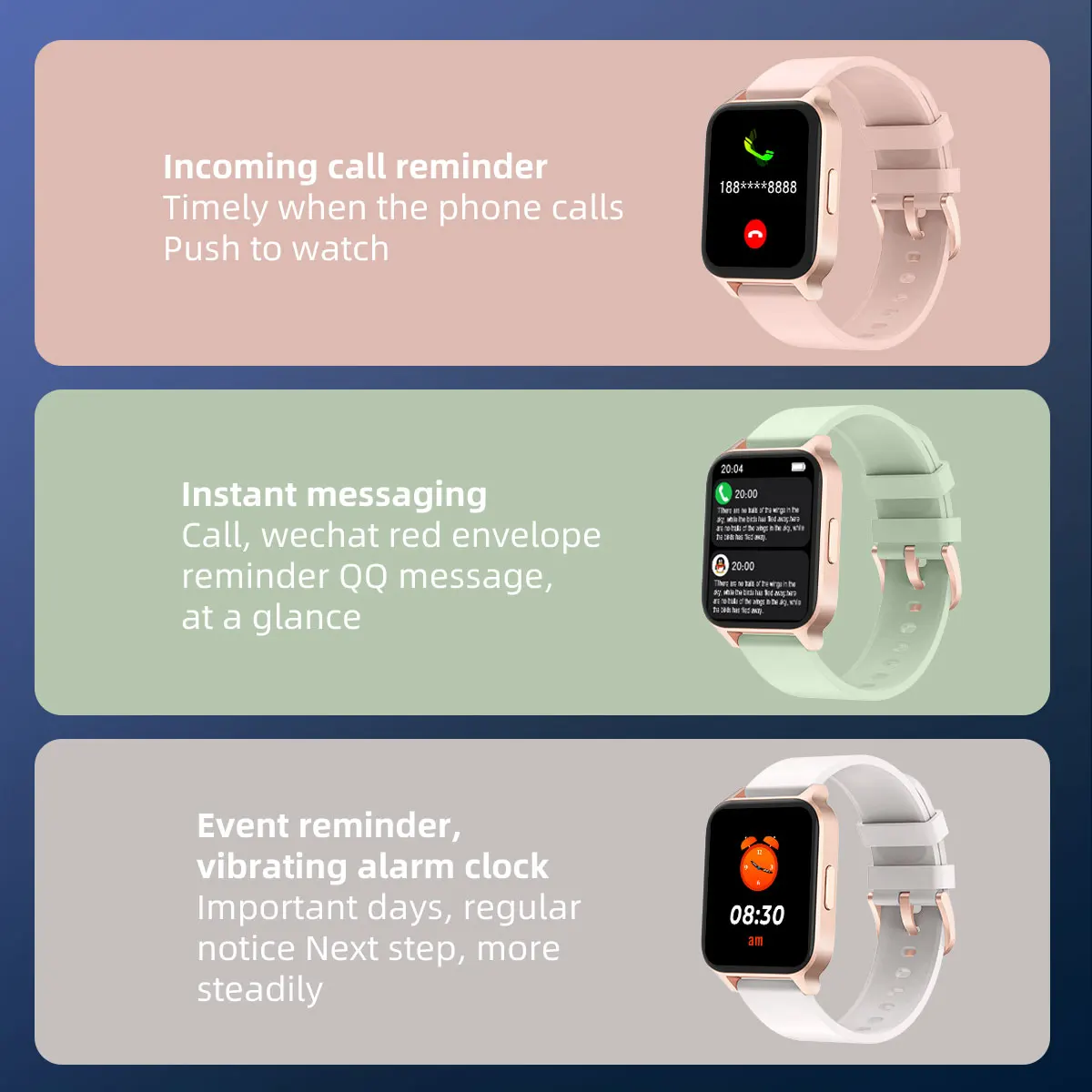 VIDVIE Stylish Multi Functional Waterproof HD Square Smart Watch With Blood Pressure Test