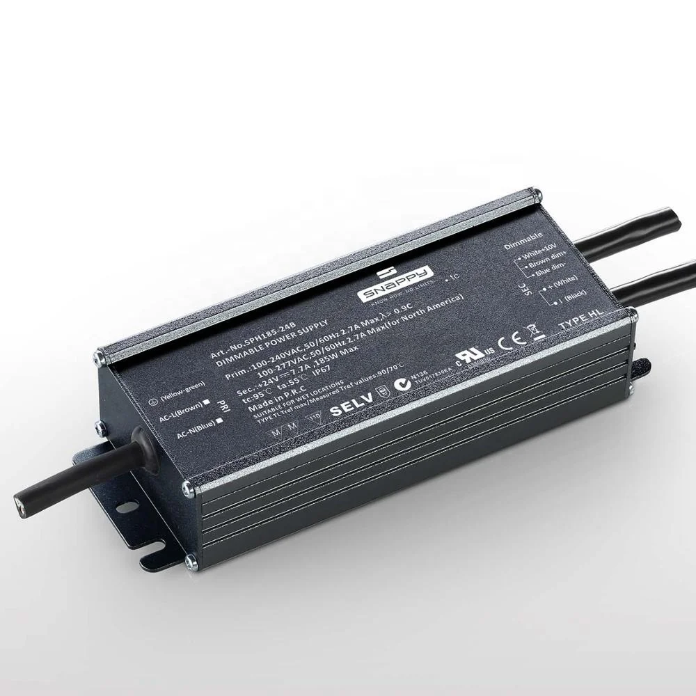 /resistance Dimmable LED DRIVER for Street Lights SPH185 Waterproof IP65 90-305VAC 185W 0-10V/1-10V/PWM / Metal Case 5 Years 0.9
