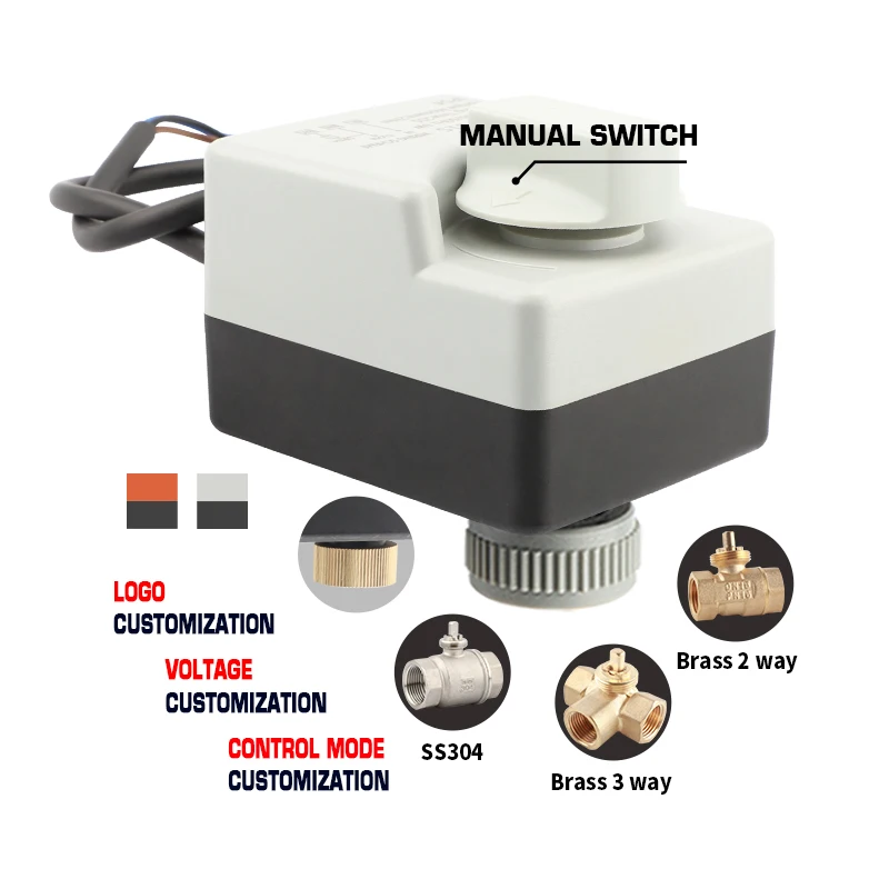 Electric Ball Valve DN20 3/4 Manufacturer Supplied Manual Switch Electric Actuator Wholesale 2-way Brass AC24V 220V Water Media