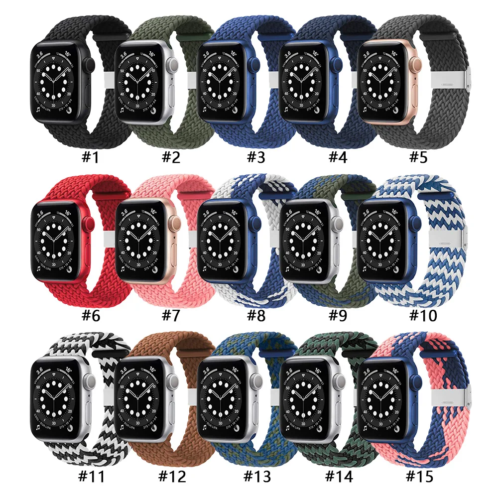  Эластичный Плетеный нейлоновый ремешок для соло Iwatch 6 5 4 SE эластичный спортивный часов Apple 40 мм