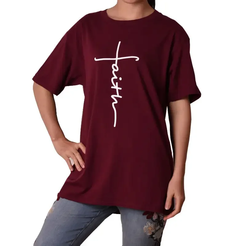 Trending Grafic White Cotton Sexy Clothing Office Lady custom Woman Popular Print Tee Blank T Shirt