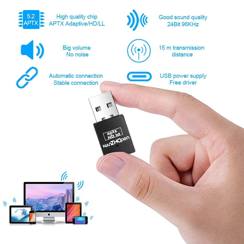 Wireless stereo ble audio adapter APT-X bt receiver with 5.0 aptx hd usb adapter for ps5 games