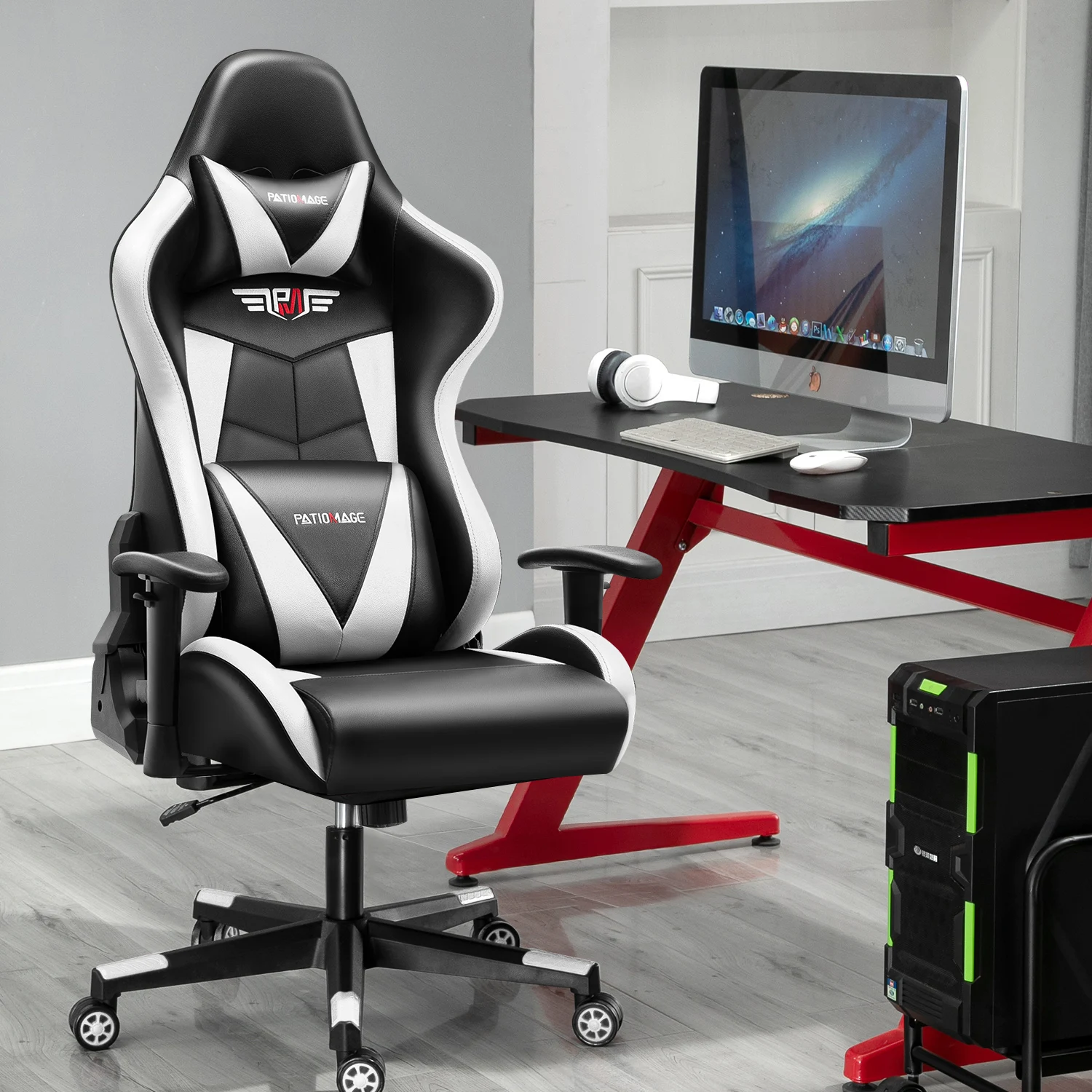 
2020 Amazing hottest blue tooth RGB speakers and massage cheap office furniture Computer Gaming Chair with retractable footrest 