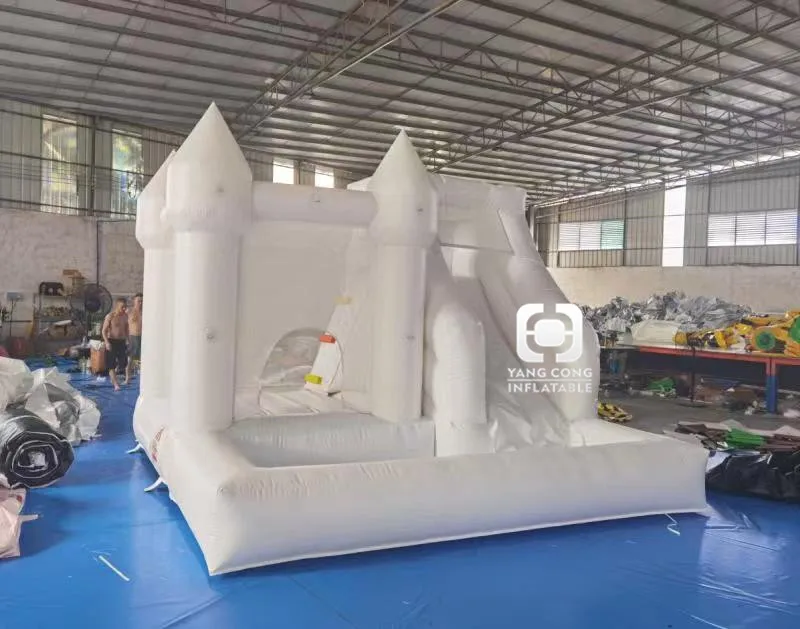 Factory Sale Air Bouncer Trampoline Wedding White Inflatable Bounce House Slide Inflatable Bouncy Castle Slide with Pool