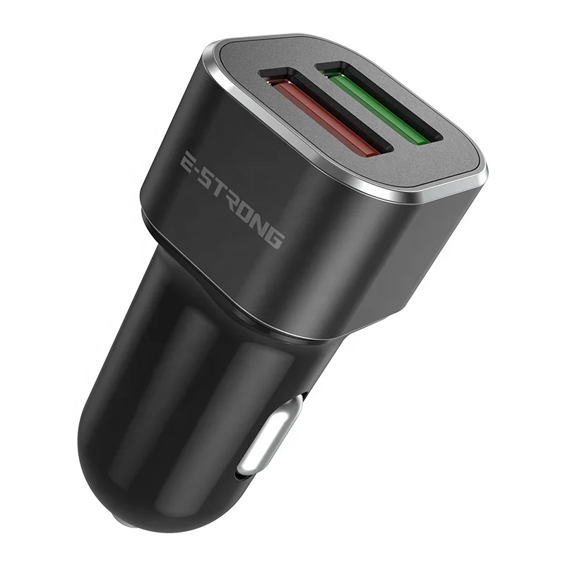 
Factory Hot Sales QC3.0 2 Port USB Fast Car Charger With Micro Charging Cable 