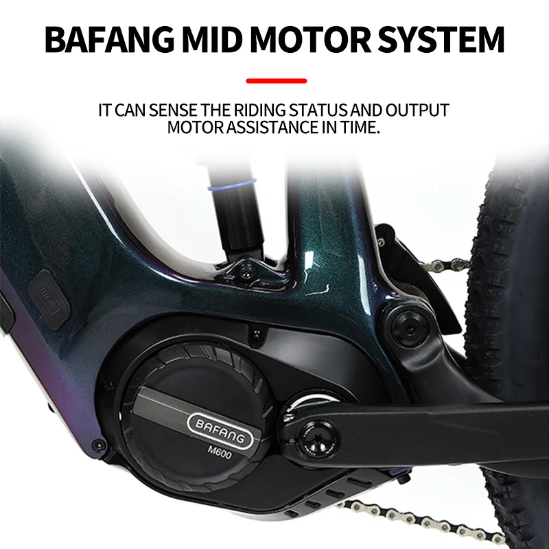 OEM M510 M600 Bafang Mid Drive Motor Carbon Electric Mountain Bike Full Suspension Ebike Frame Kit With Battery