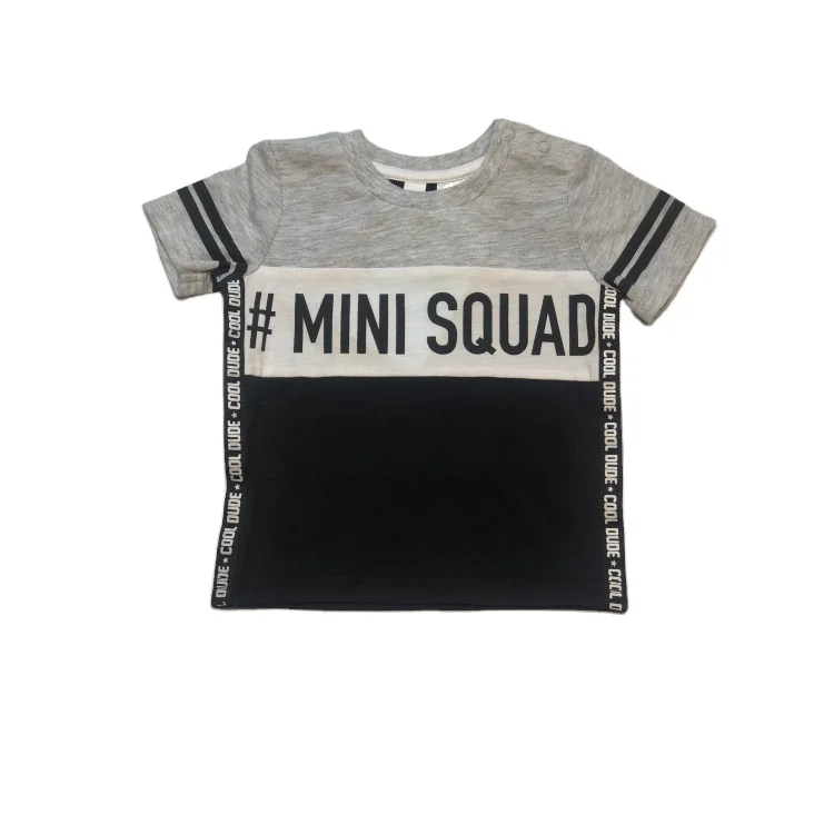 
Baby knitted sporty style short sleeve t-shirt crew neck snap shoulder opening 
