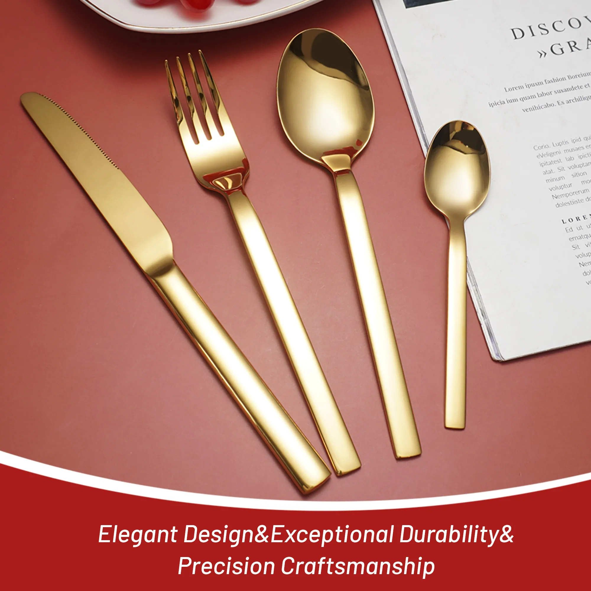 Dishwasher Safe Sliverware Stainless Steel Restaurant Flatware Knife Spoon And Fork Gold Cutlery Set