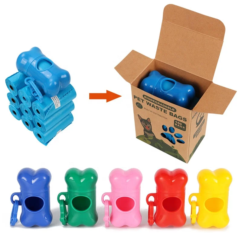 Plastic Pet Waste Cleaning Dog Poop Bags Monochrome Kraft Paper Box Sustainable Samples Available on Roll Single Side Printing