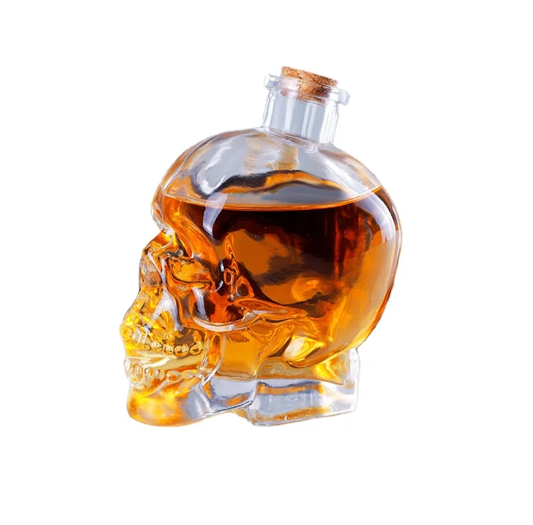 Unique fancy design glass wine  bottle Whiskey Decanter Set with double wall glass cup