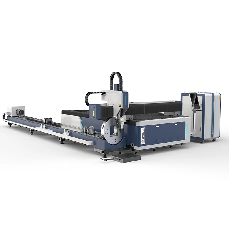 Metal tube and plate fiber laser cutting machine with rotary device