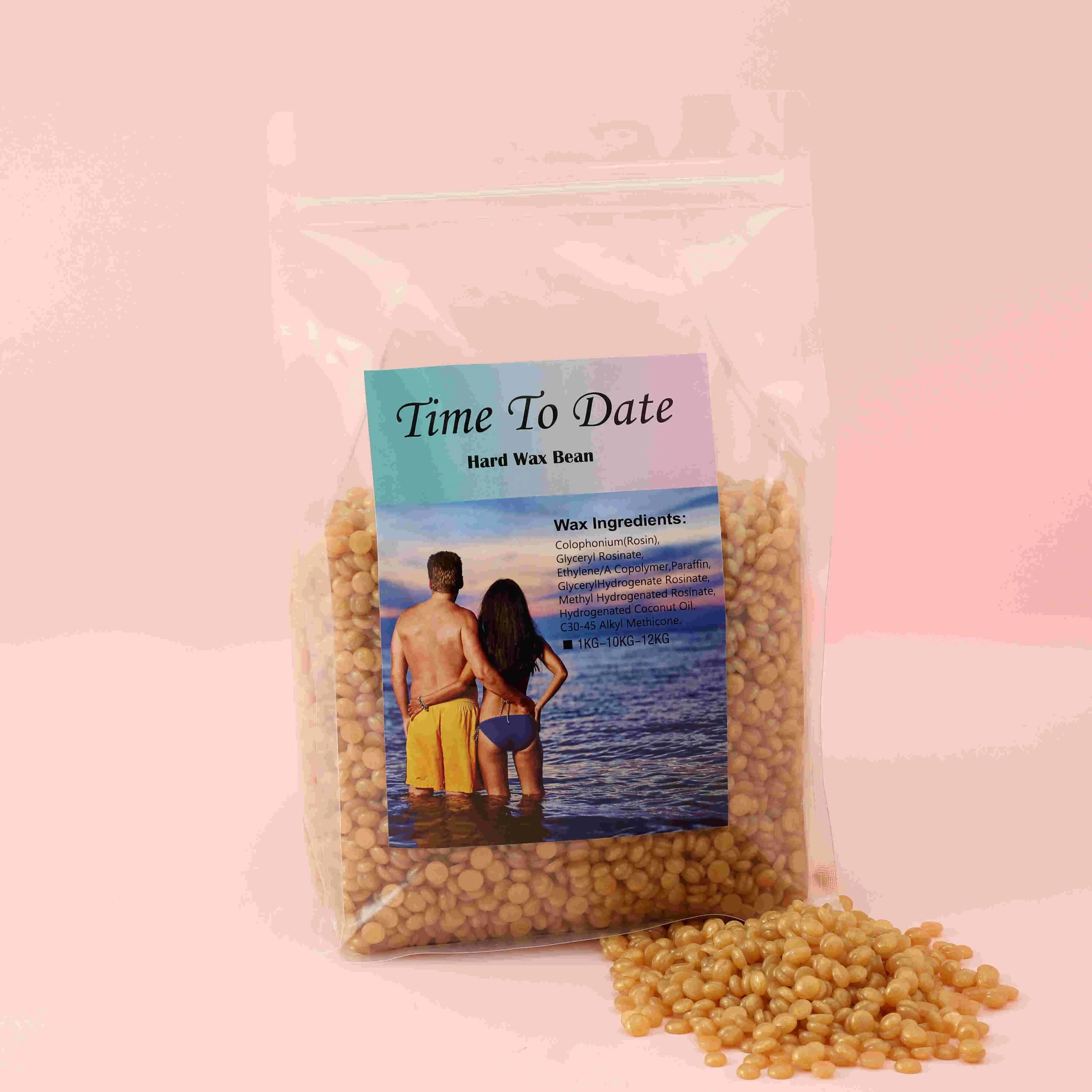 WaxNewK Private Label  Hot Film Golden Color 2.2LB 1kg Glitter Wax Solid Hard Wax Paper Free Hair Removal 1000g