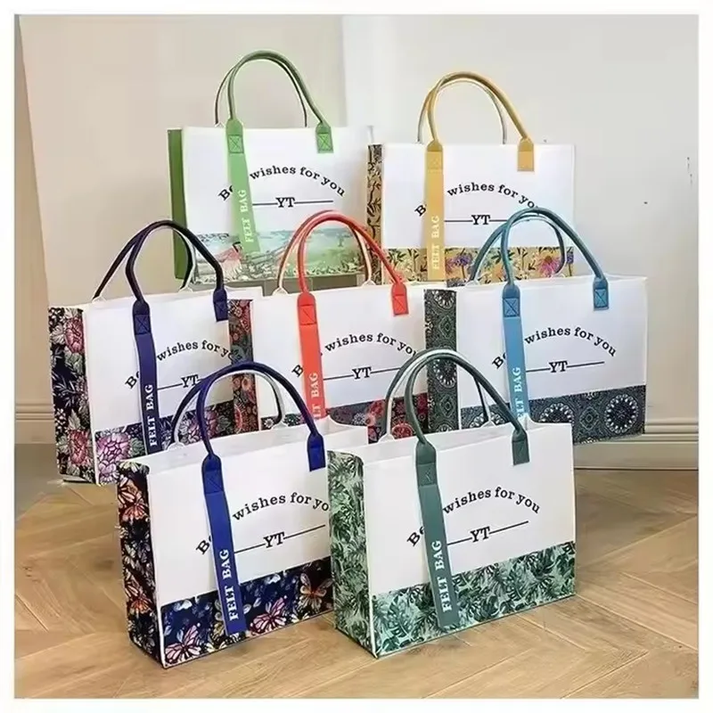 Felt Women Bag Storage Bags Customized Felt Shopping Tote Bag