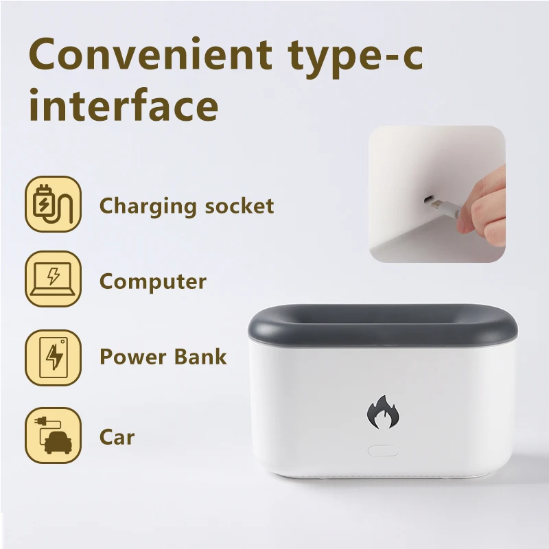 New Trend Desktop Air Humidifier 300ml Smooth Mist Essential Oil Aroma Diffuser Flame Humidifier