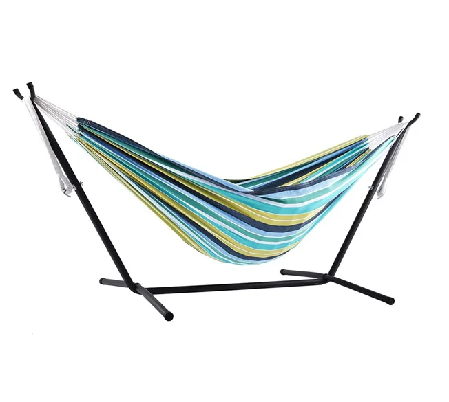 
Woqi 2020 Hot Selling Portable Outdoor Indoor Cotton Hammock With Metal Stand Double Cotton Swing Camping Hammock  (60640146221)
