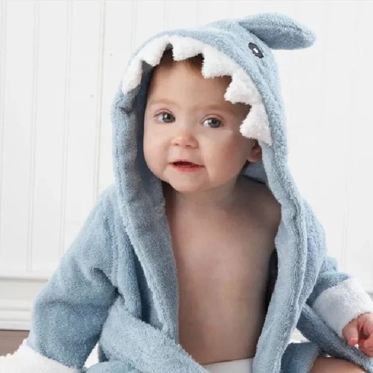 
Children Bathrobe Cotton Towel Material Cotton Bathrobe Swimming Cartoon Absorbent Bath Robe 