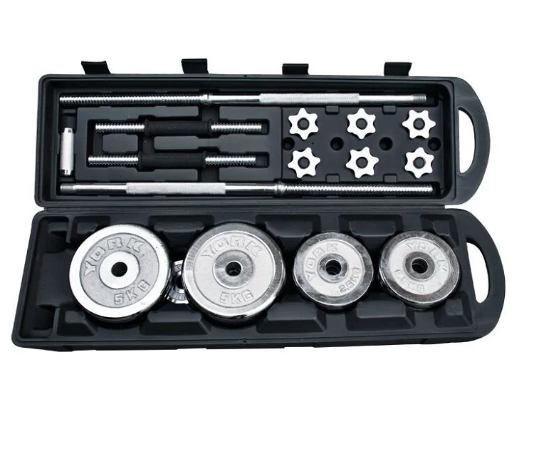 Cast Iron Painting 50kg Adjustable Dumbbell Weights Set With Rubber Handle Bar For Sale