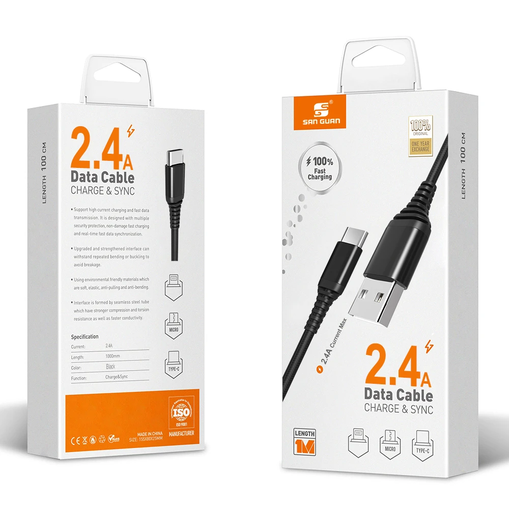 Factory Original High quality 2A Micro 5pin USB Cable phone charger data sync v8 usb cable black for samsung