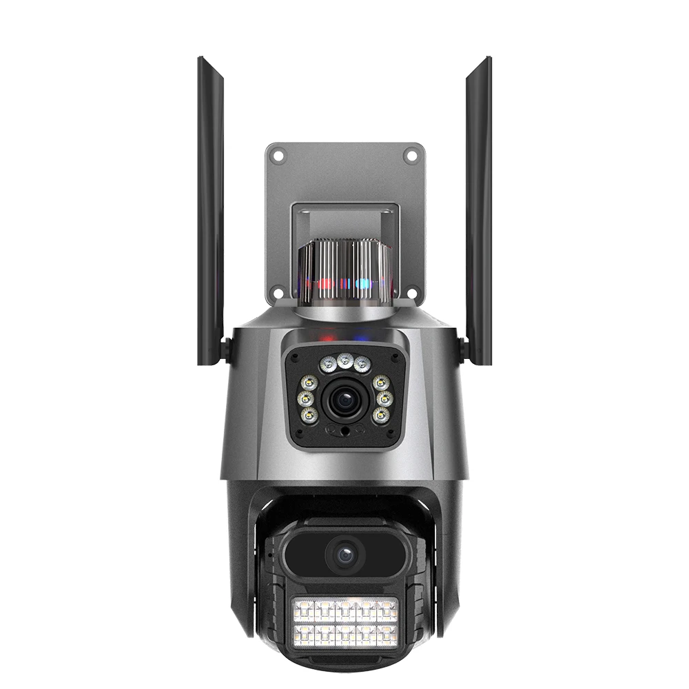 Wholesale 4MP Wifi PTA Dome Security Camera Dual Lens Light Sound Siren Alarm CCTV Camera