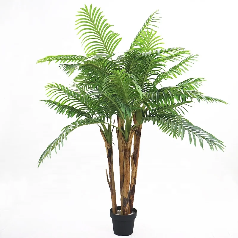 Хорошее качество партия 4 ствола искусственная Пальма areca с кастрюлей