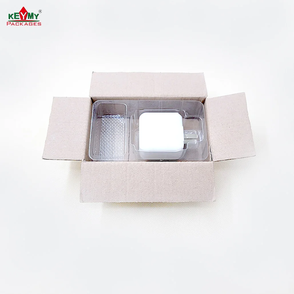 Corrugated Box eco-friendly phone charger tray package with box in Shenzhen, cheap charger packaging
