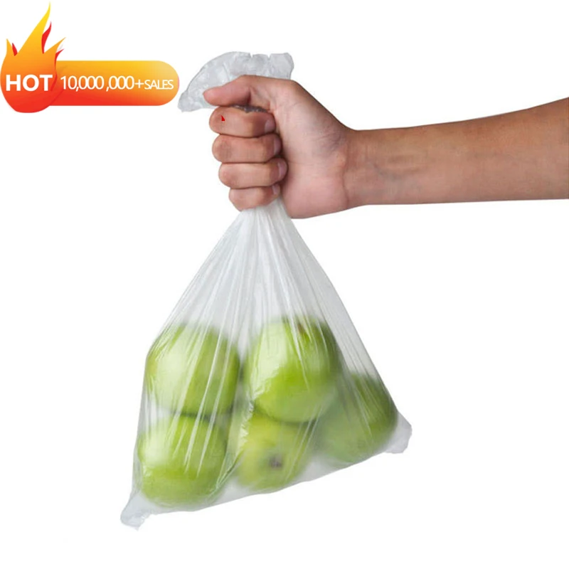 Полиэтиленовый прозрачный рулонный мешок для супермаркета, небольшой минимальный заказ, пластиковый пакет в рулоне для овощей