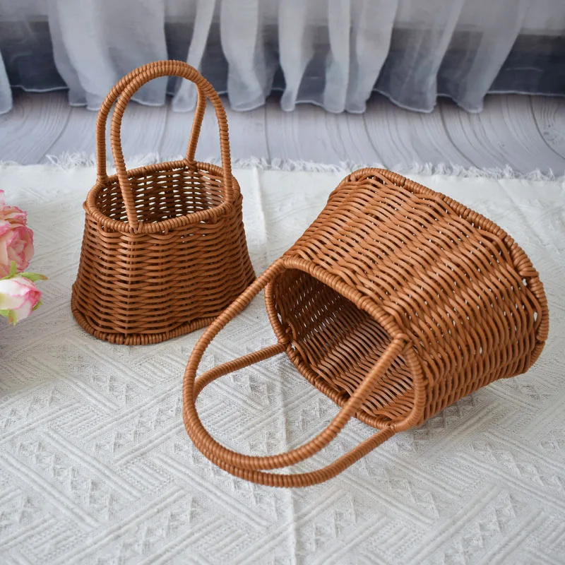 TengLong Dragon Gardening Plastic rattan hand-held flower basket Hand-woven flower basket Home decor Holiday gift basket