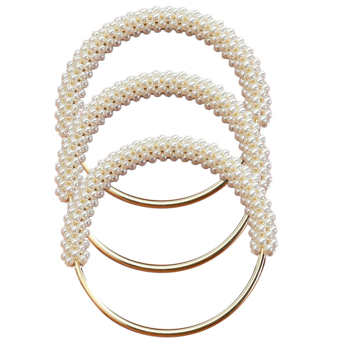 1 pcs High End Pearl Hand Held Handle Bag Accessories Woven Bag Handle Pearl Iron Ring Hand Wrapped Bracelet