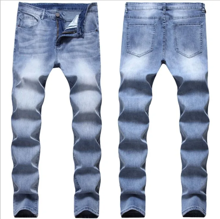 Fashion New Blue Jogger Stretchy Mens Pants Tight Fit Urban Denim Men Super Skinny Jeans