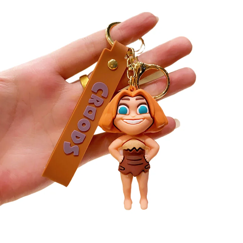 Fantasy action adventure animated movie The Crood toys keychain Promotional Wholesale Silicone PVC Anime KeyChains Accessories