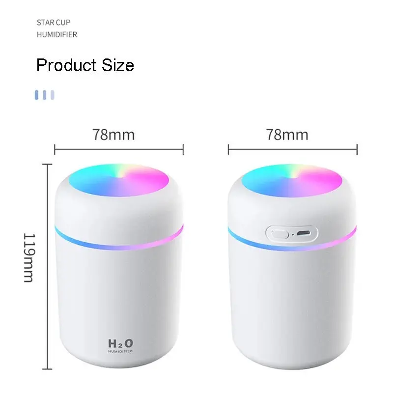 2024 new H2O Humidifiers Humidificador Colorful Led Night Light Portable Smart Cool Mist Ultrasonic Mini Usb Car Air Humidifier