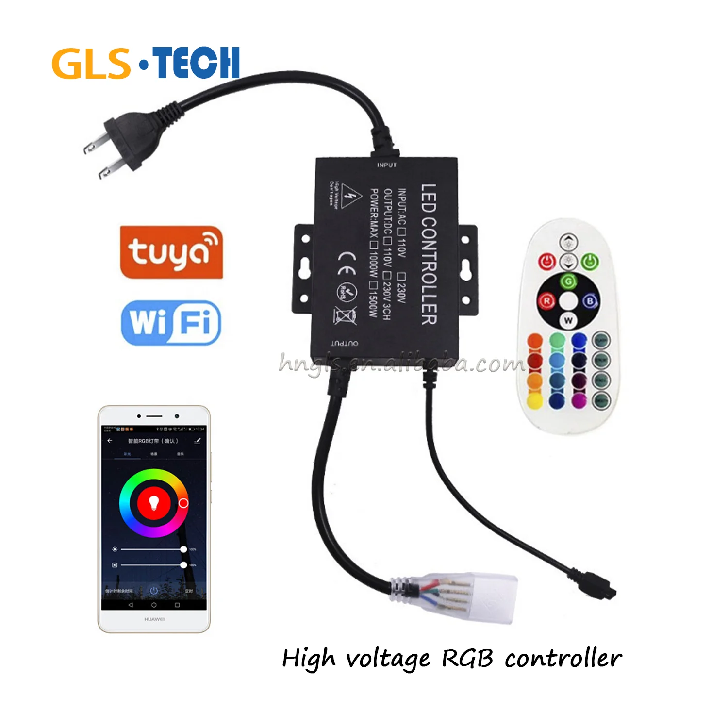 Смарт-WIFI приложение Tuya светодиодный контроллер для переменного тока 110 В 220 Одноцветный CCT RGB высокое напряжение светодиодные полосы