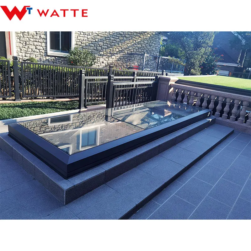 Customized Aluminum Double Insulated Glass Electric Motorized Vertical Rising Gauze Window Skylight For Basement Light Well