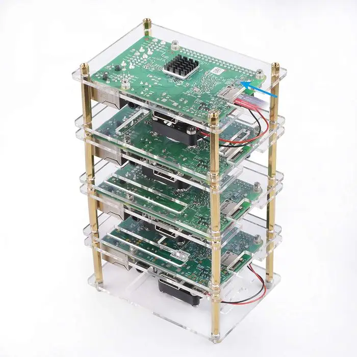 Transparent 4 Layers Clear Acrylic Stackable Case for Raspberry Pi 3 Model B+